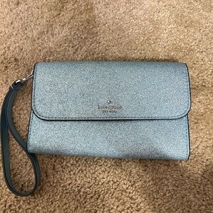 Kate Spade Blue Glitter Wristlet Wallet